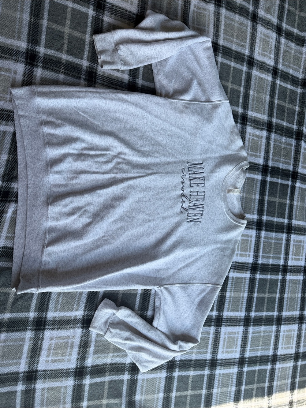 Light Gray 'Make Heaven Crowded' Crewneck Sweatshirt